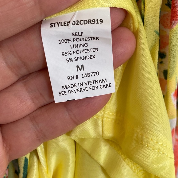 Sienna Sky Butter Yellow Floral Midi Dress | Boho Spring | Coral Blue Medium - Picture 10 of 10
